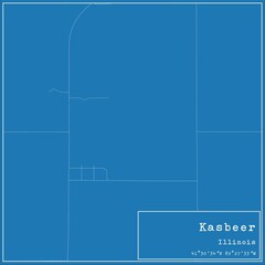 Blueprint US city map of Kasbeer, Illinois.