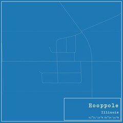 Blueprint US city map of Hooppole, Illinois.