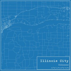 Blueprint US city map of Illinois City, Illinois.
