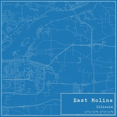 Blueprint US city map of East Moline, Illinois.