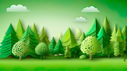 BeatPlasticPollution, World Environment day concept 2023 tree background. fingerprint icon paper cut banner with green forest.