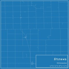 Blueprint US city map of Strawn, Illinois.