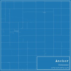 Blueprint US city map of Anchor, Illinois.