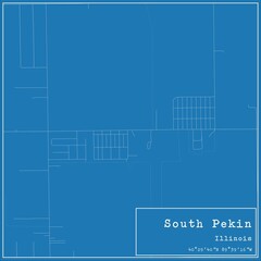Blueprint US city map of South Pekin, Illinois.