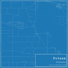 Obraz premium Blueprint US city map of Putnam, Illinois.