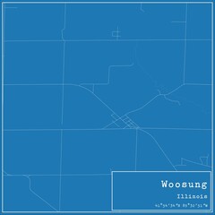 Fototapeta premium Blueprint US city map of Woosung, Illinois.