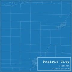 Blueprint US city map of Prairie City, Illinois.