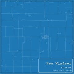 Blueprint US city map of New Windsor, Illinois.