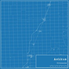 Blueprint US city map of Ashkum, Illinois.