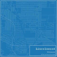 Fototapeta premium Blueprint US city map of Lincolnwood, Illinois.