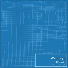 Blueprint US city map of Chicago, Illinois.