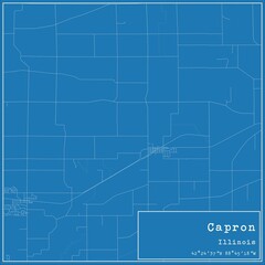 Blueprint US city map of Capron, Illinois.