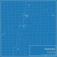 Blueprint US city map of Onarga, Illinois.
