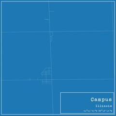 Blueprint US city map of Campus, Illinois.