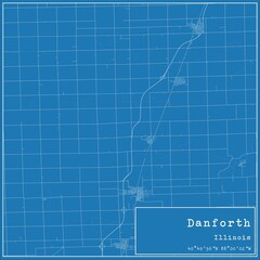 Blueprint US city map of Danforth, Illinois.