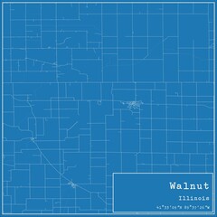 Blueprint US city map of Walnut, Illinois.