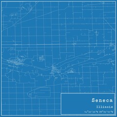 Blueprint US city map of Seneca, Illinois.