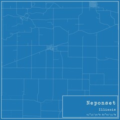Blueprint US city map of Neponset, Illinois.