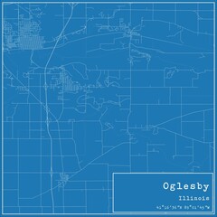 Obraz premium Blueprint US city map of Oglesby, Illinois.