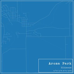Blueprint US city map of Aroma Park, Illinois.