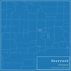 Blueprint US city map of Sherrard, Illinois.