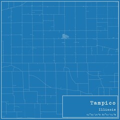 Blueprint US city map of Tampico, Illinois.
