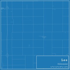 Blueprint US city map of Lee, Illinois.