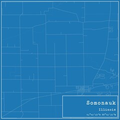 Blueprint US city map of Somonauk, Illinois.