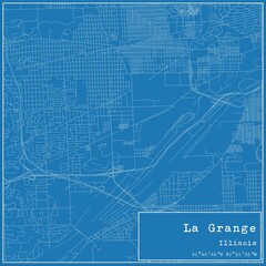 Blueprint US city map of La Grange, Illinois. - obrazy, fototapety, plakaty