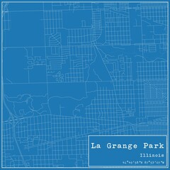 Blueprint US city map of La Grange Park, Illinois.