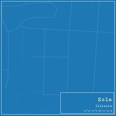 Blueprint US city map of Eola, Illinois.