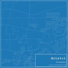 Obraz premium Blueprint US city map of Bristol, Illinois.