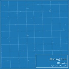 Blueprint US city map of Emington, Illinois.