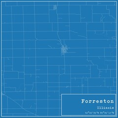 Blueprint US city map of Forreston, Illinois.