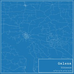 Blueprint US city map of Galena, Illinois.