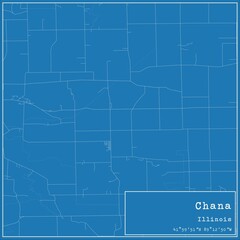Blueprint US city map of Chana, Illinois.