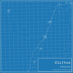 Blueprint US city map of Clifton, Illinois.