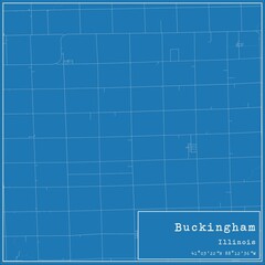 Blueprint US city map of Buckingham, Illinois.