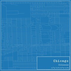 Blueprint US city map of Chicago, Illinois.