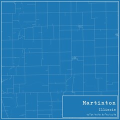 Blueprint US city map of Martinton, Illinois.