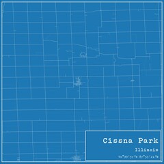 Blueprint US city map of Cissna Park, Illinois.