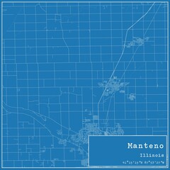 Blueprint US city map of Manteno, Illinois. - obrazy, fototapety, plakaty