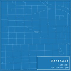 Blueprint US city map of Bonfield, Illinois.