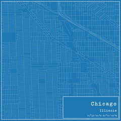 Blueprint US city map of Chicago, Illinois.