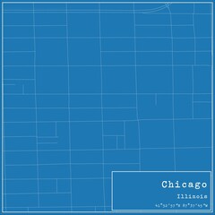 Blueprint US city map of Chicago, Illinois.