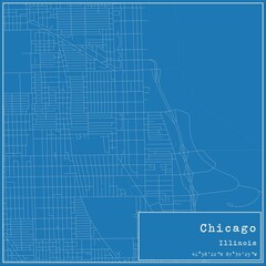 Fototapeta premium Blueprint US city map of Chicago, Illinois.