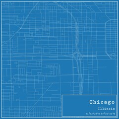 Fototapeta premium Blueprint US city map of Chicago, Illinois.