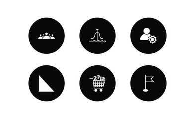 education filled icons set. education filled icons pack included group of people, gaussian function, users tings, right triangle, cart with books, location flag vector.