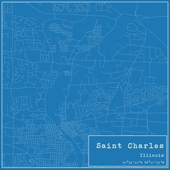 Blueprint US city map of Saint Charles, Illinois.