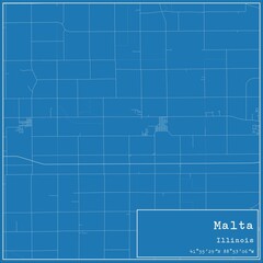 Blueprint US city map of Malta, Illinois.